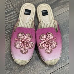White House Black Market Jeweled floral espadrilles slides sunset ombré Size 7